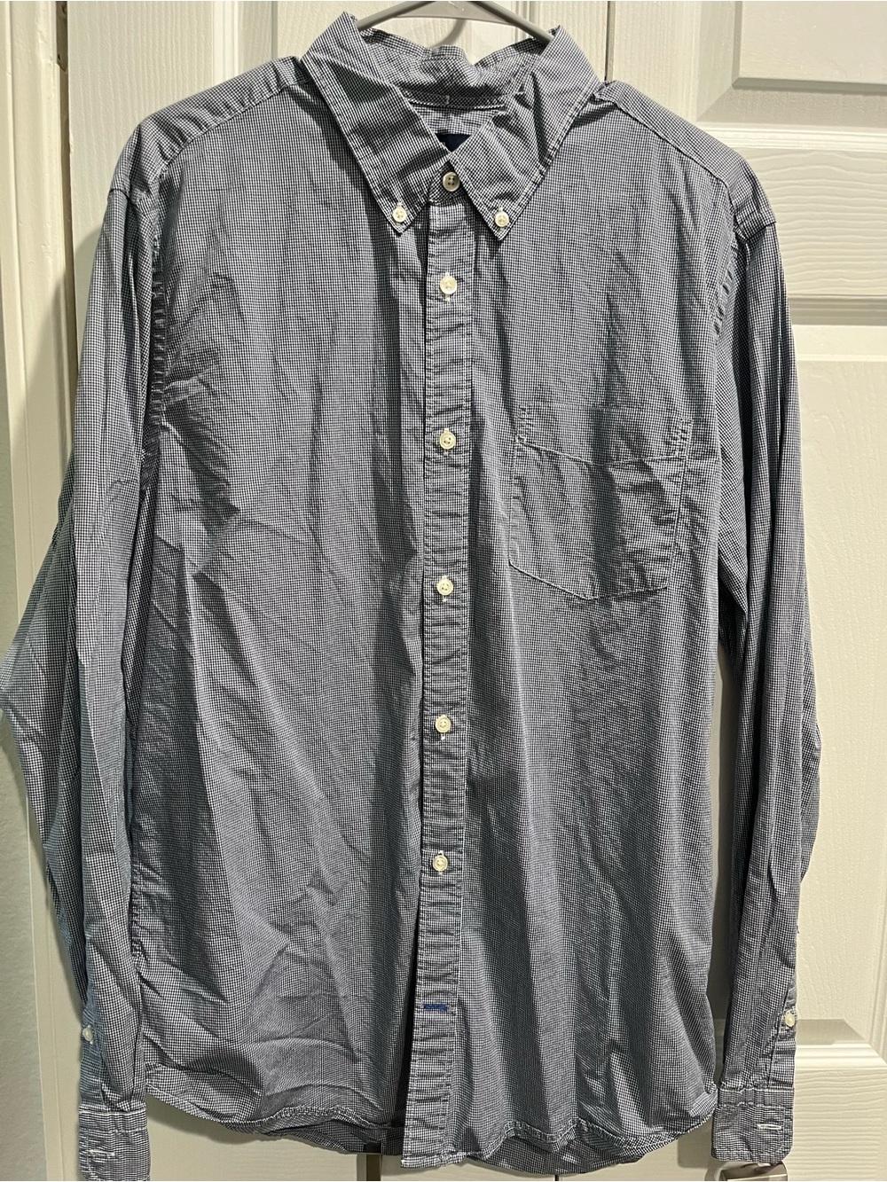 GAP Men's Navy Micro-Check Button-Down Shirt